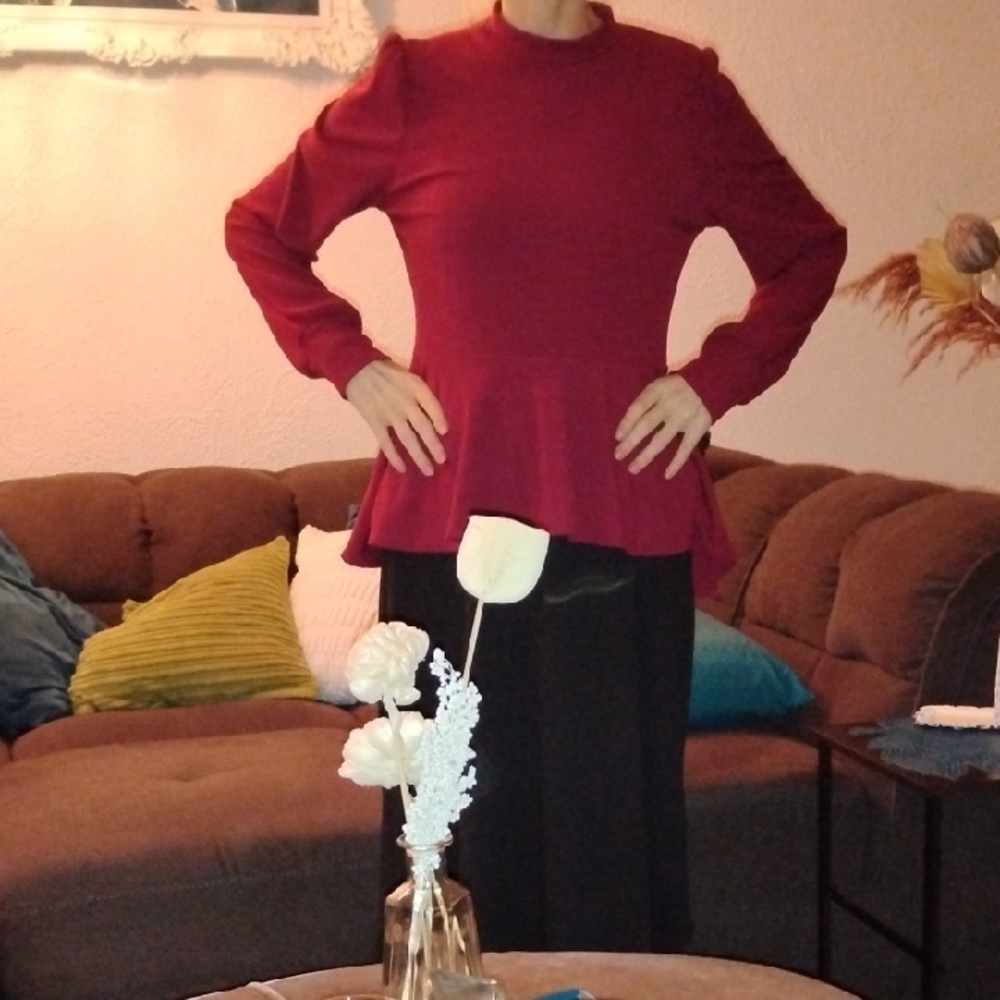 Elegant Red Peplum Top
